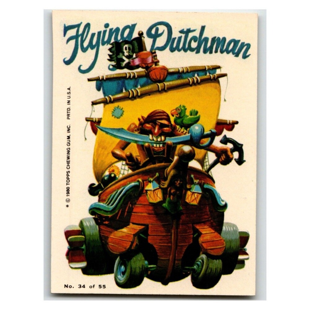 Weird Wheels Topps Flying Dutchman Sticker No. 34 1980 Pirate Ship Collectible
